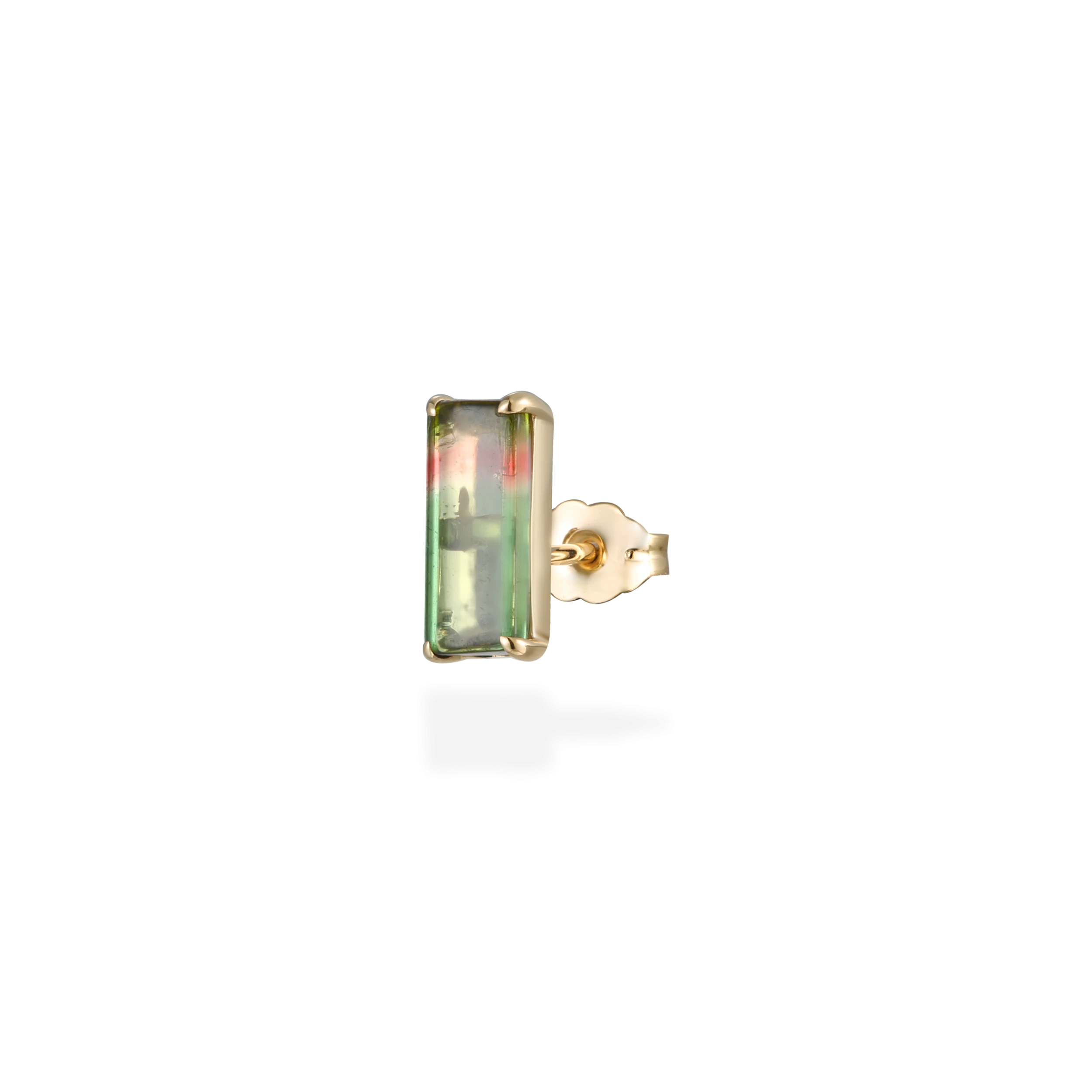 Watermelon bi-colored tourmaline stud